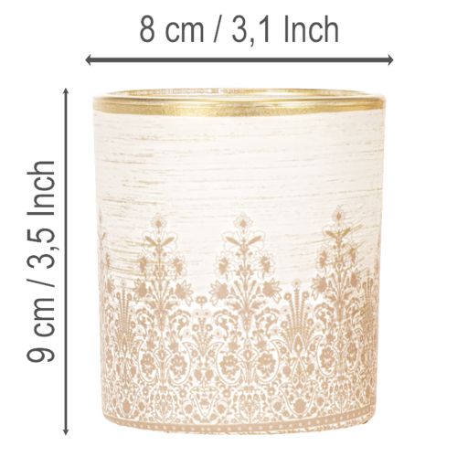 Telysholder i glass med blomstermønster, Ø8 cm H9 cm, 2 stk. | Floristik24.no