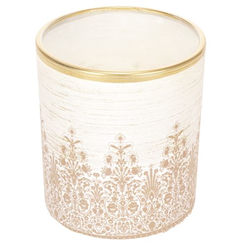 Telysholder i glass med blomstermønster, Ø8 cm H9 cm, 2 stk. | Floristik24.no