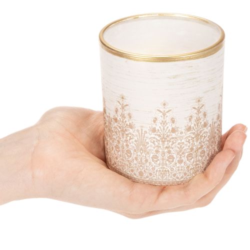 Telysholder i glass med blomstermønster, Ø8 cm H9 cm, 2 stk. | Floristik24.no