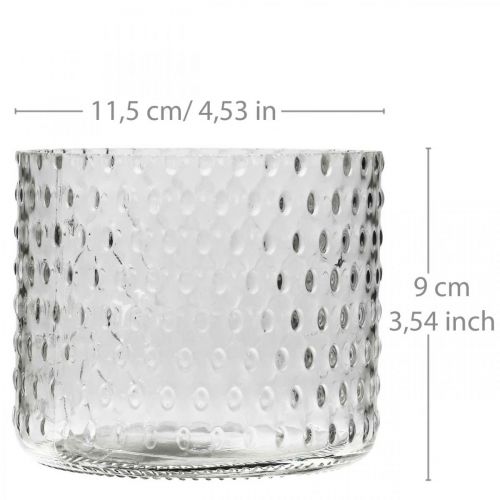 Lyktglass, telysholderglass, lysglass Ø11,5cm H9,5cm