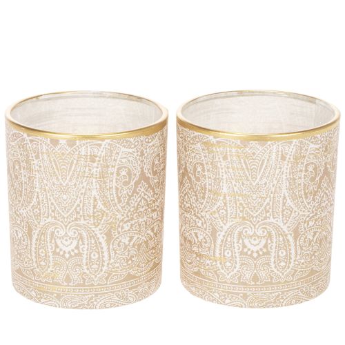Telysholder i glass med paisleymønster, Ø8 cm, H9 cm, 2 stk. kjøpe | Floristik24.no