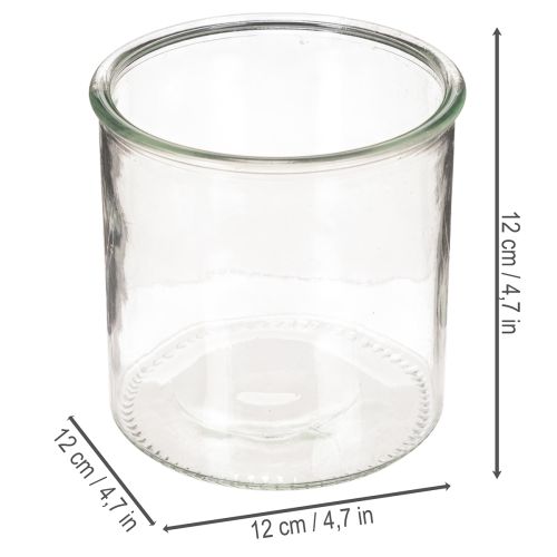 Telysholder i glass, rund, klart glass, allsidig, 12 cm, 2 stk. | Floristik24.no