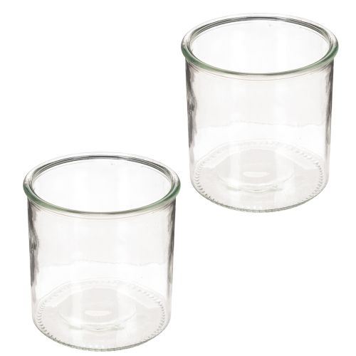 Telysholder i glass, rund, klart glass, allsidig, 12 cm, 2 stk. | Floristik24.no