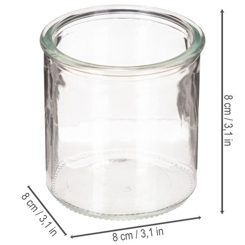 Rund glasslyktholder, klart glass, 8 cm, 3 stk. | Floristik24.no