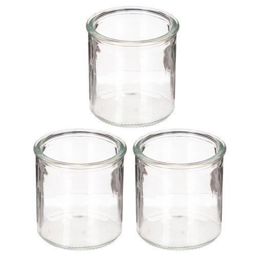 Rund glasslyktholder, klart glass, 8 cm, 3 stk. | Floristik24.no