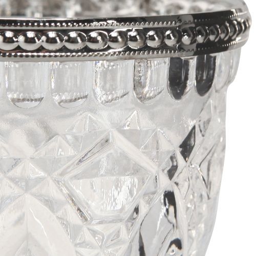 Floristik24 Lyktglass med metallkant klar Ø9cm H10,5cm 6 stk