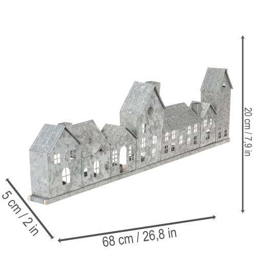 Dekorativ rekke med hus med telysholdere, adventsdekorasjon, 68 cm | Floristik24.no