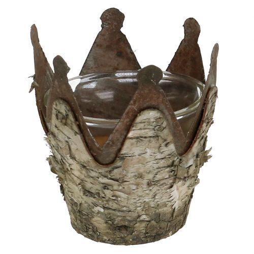 Floristik24 Lyktekrone med bjørk og metall Ø7cm H7,5cm 3stk