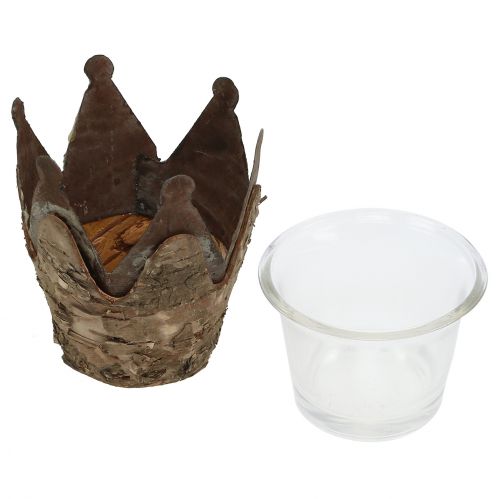 Floristik24 Lyktekrone med bjørk og metall Ø7cm H7,5cm 3stk