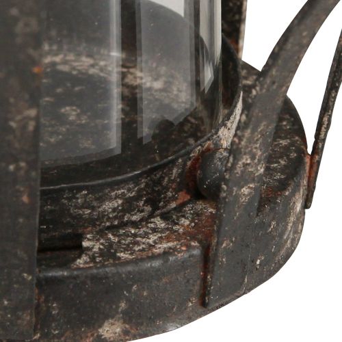 gjenstander Lanterne Krone Brun Rust Med Lys Glass Ø14cm H18cm