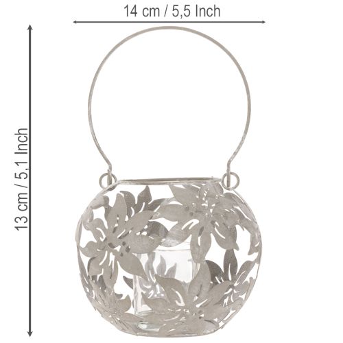 Metall vindlys hengende dekorasjonslykt grå Ø14cm H13cm | Floristik24.no