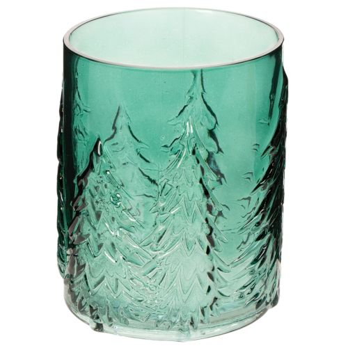 Telysholder i glass med grantrær i relieff, juledekorasjon, 16 cm kjøpe | Floristik24.no