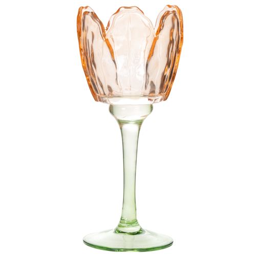 gjenstander Tulipanformet telysholder i glass, vintage-stil, romantisk hjemmedekorasjon, 20 cm