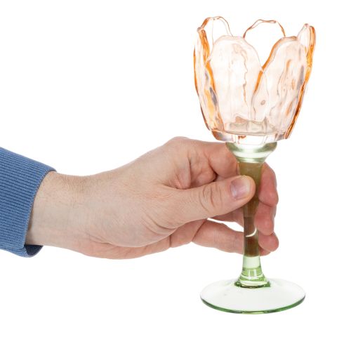 gjenstander Tulipanformet telysholder i glass, vintage-stil, romantisk hjemmedekorasjon, 20 cm