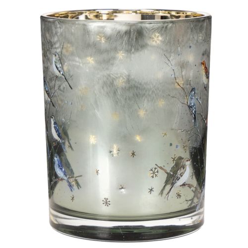 Lysestake med fugler, vinterdesign, blank, 12 cm | Floristik24.no