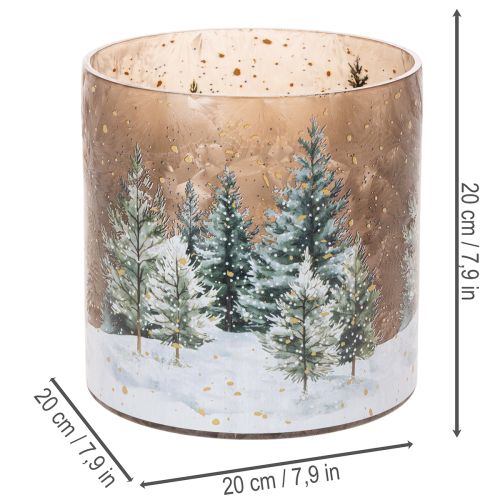 Telysholder i glass med vinterskog i snø, juledekorasjon, 20 cm | Floristik24.no