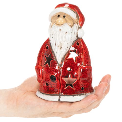 Julenissens dekorative figur som telysholder med stjerner, borddekorasjon, 15 cm