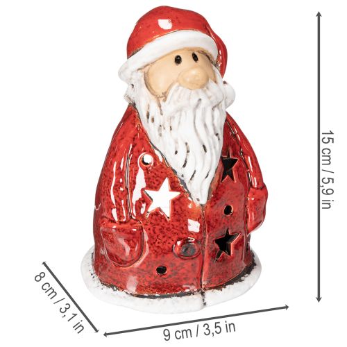 Julenissens dekorative figur som telysholder med stjerner, borddekorasjon, 15 cm | Floristik24.no