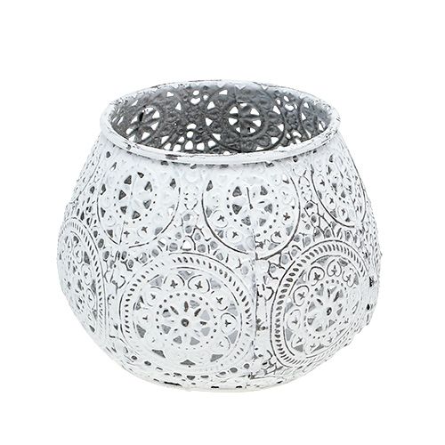 Floristik24 Lanterne hvit med mønster Ø10cm H8cm 1p