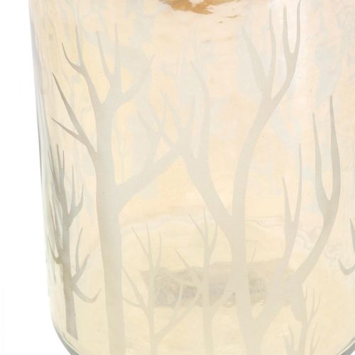 gjenstander Lantern Glass Deco Trees Brun Telys Glass Ø9,5cm H13,5cm