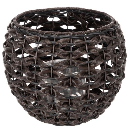 Vevd telysholder, svart og brun, sommerdekorasjon, Ø31 cm H25 cm
