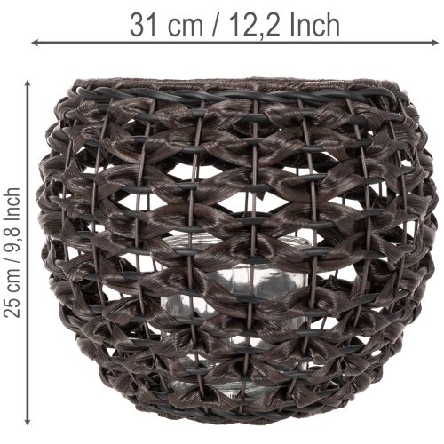 Vevd telysholder, svart og brun, sommerdekorasjon, Ø31 cm H25 cm | Floristik24.no