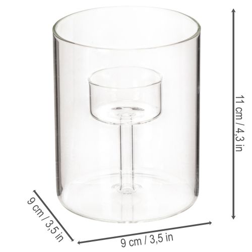 Glasslykt med hevet telysholder 11 cm | Floristik24.no