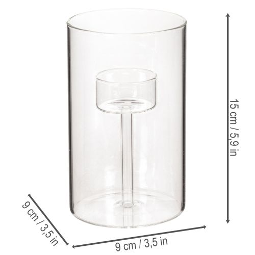 Glasslysestake med innsats for kuppellys 15 cm 2 stk | Floristik24.no