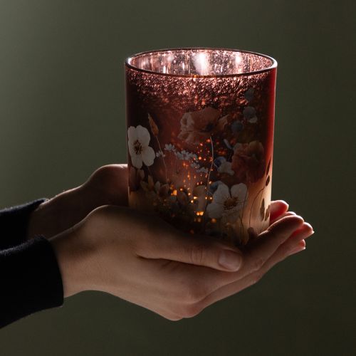 gjenstander Dekorativ glasslykt med blomsterdesign for elegante interiørdetaljer, 12,5 cm, 2 stk.