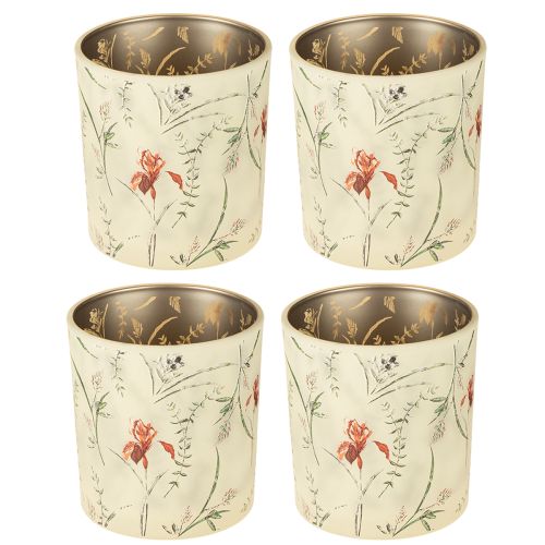 gjenstander Dekorativ glasslykt med blomstermotiv for stemningsfulle interiørdetaljer, 8 cm, 4 stk.