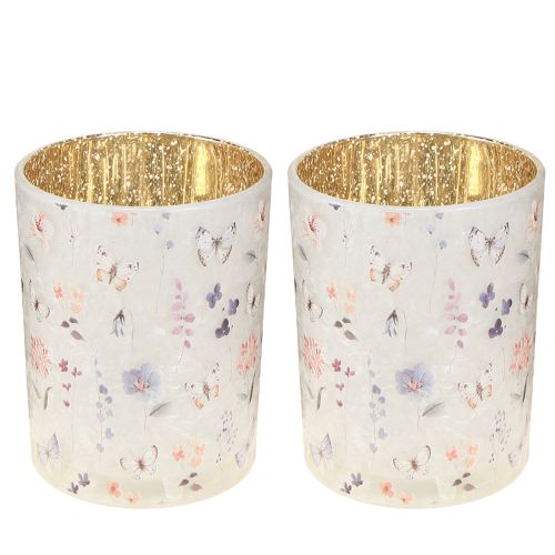 gjenstander Telysholder i glass med sommerfuglmotiv for koselige stunder, 12,5 cm, 2 stk.