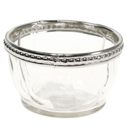 Floristik24 Telysglass antikk med metallkant Ø7cm H4cm