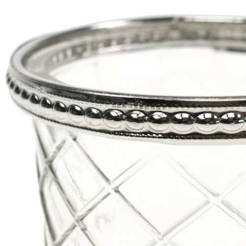 Floristik24 Telysglassdiamant med metallkant Ø8cm H5,5cm 4stk