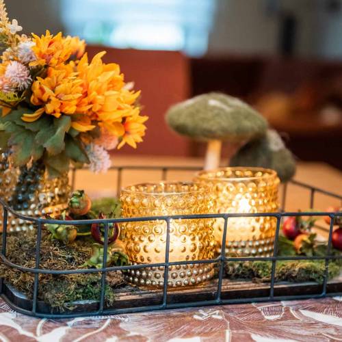 Floristik24 Lykt av glassgult, gull Ø8,5cm H8cm 4stk