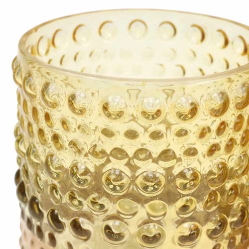 Floristik24 Lykt av glassgult, gull Ø8,5cm H8cm 4stk