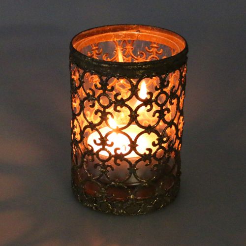 Floristik24 Lykt antikk sølv Ø10,5cm H14,5cm 1 stk