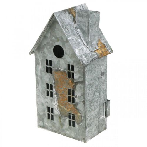 gjenstander Lanternehus metall shabby chic vasket hvit, rust H20cm