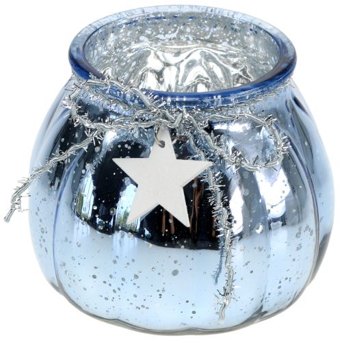 Floristik24 Lykt lyseblå med LED lys Ø11cm H10cm