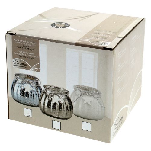 Floristik24 Lykt lyseblå med LED lys Ø11cm H10cm