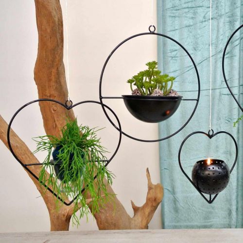 Floristik24 Lykt hjertemetall 38cm telysholder for oppheng med glass