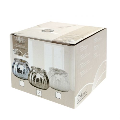 Floristik24 Sølvlykt med LED-lys Ø11cm H10cm