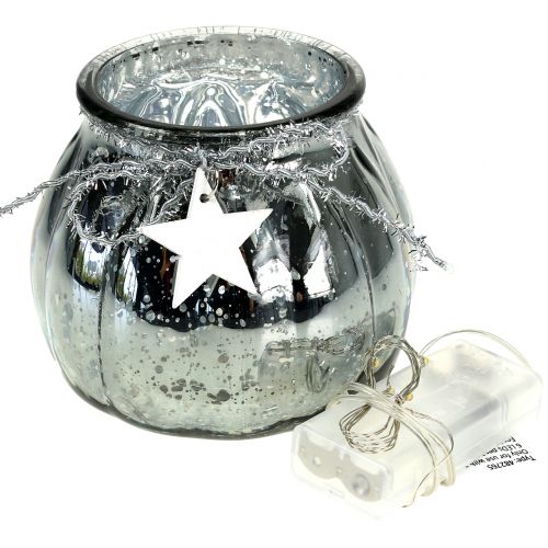 Floristik24 Sølvlykt med LED-lys Ø11cm H10cm