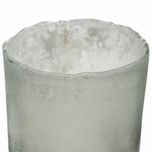Floristik24 Glasslykt grå frostet Ø8,5cm H9,5cm