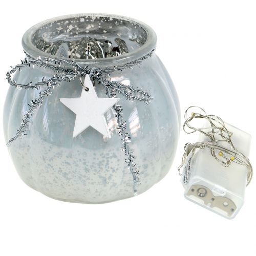 Floristik24 Hvit lykt med LED-lys Ø11cm H10cm