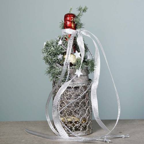 Floristik24 Lykt antikk sølv Ø10,5cm H14,5cm 1 stk