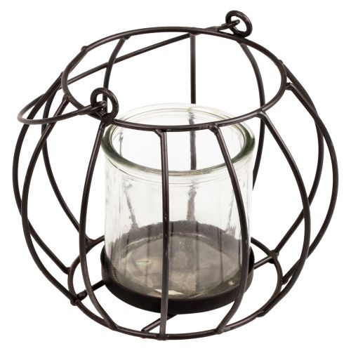 Floristik24 Hagelykt metall sort lanterne for oppheng Ø16,5cm