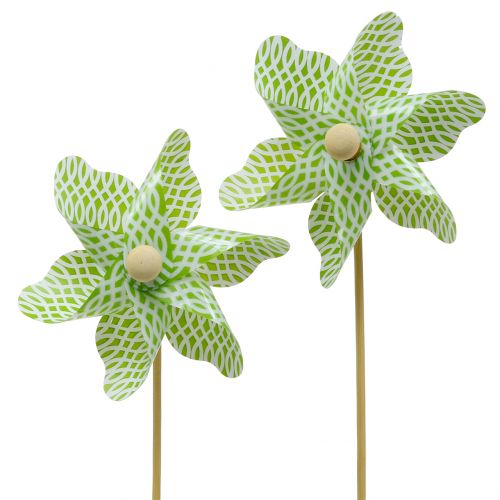 Floristik24 Vindmølle Mini Grønn-Hvit Ø9cm 12p