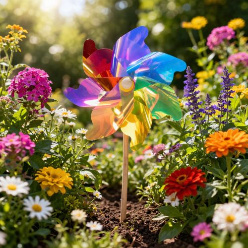 gjenstander Vindmøllebalkong, fargerikt blikkfang, sommerhagedekorasjon, 75 cm