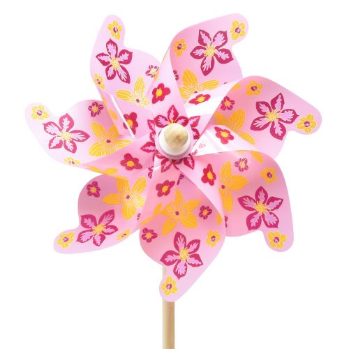 gjenstander Pinwheel on a pinne vindmølle dekorasjon rosa gul Ø30,5cm 74cm