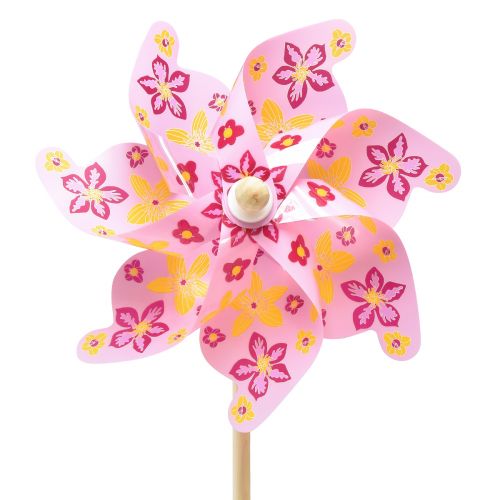 Floristik24 Pinwheel on a pinne vindmølle dekorasjon rosa gul Ø30,5cm 74cm